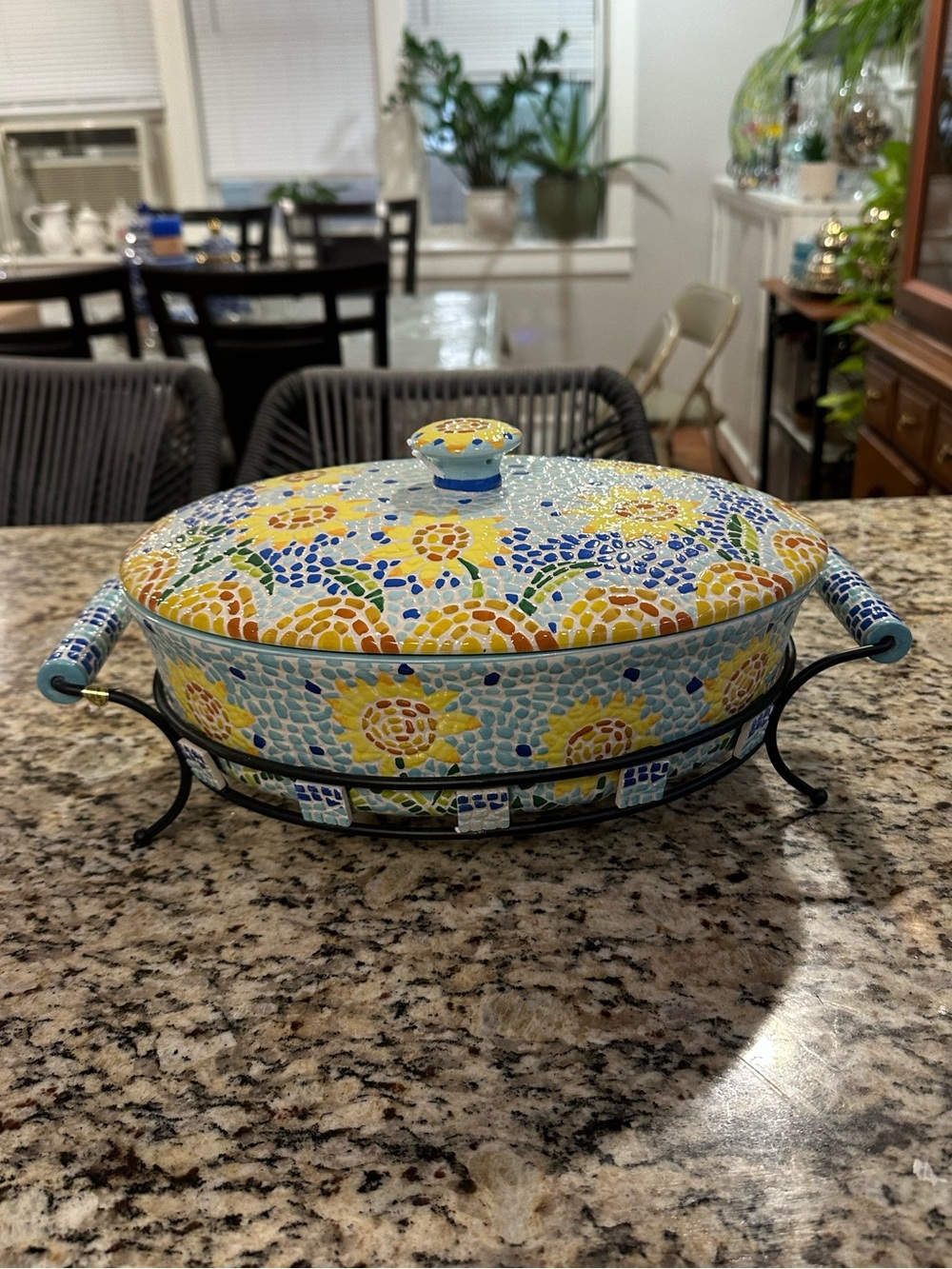 temptations mosaic casserole dish flowers